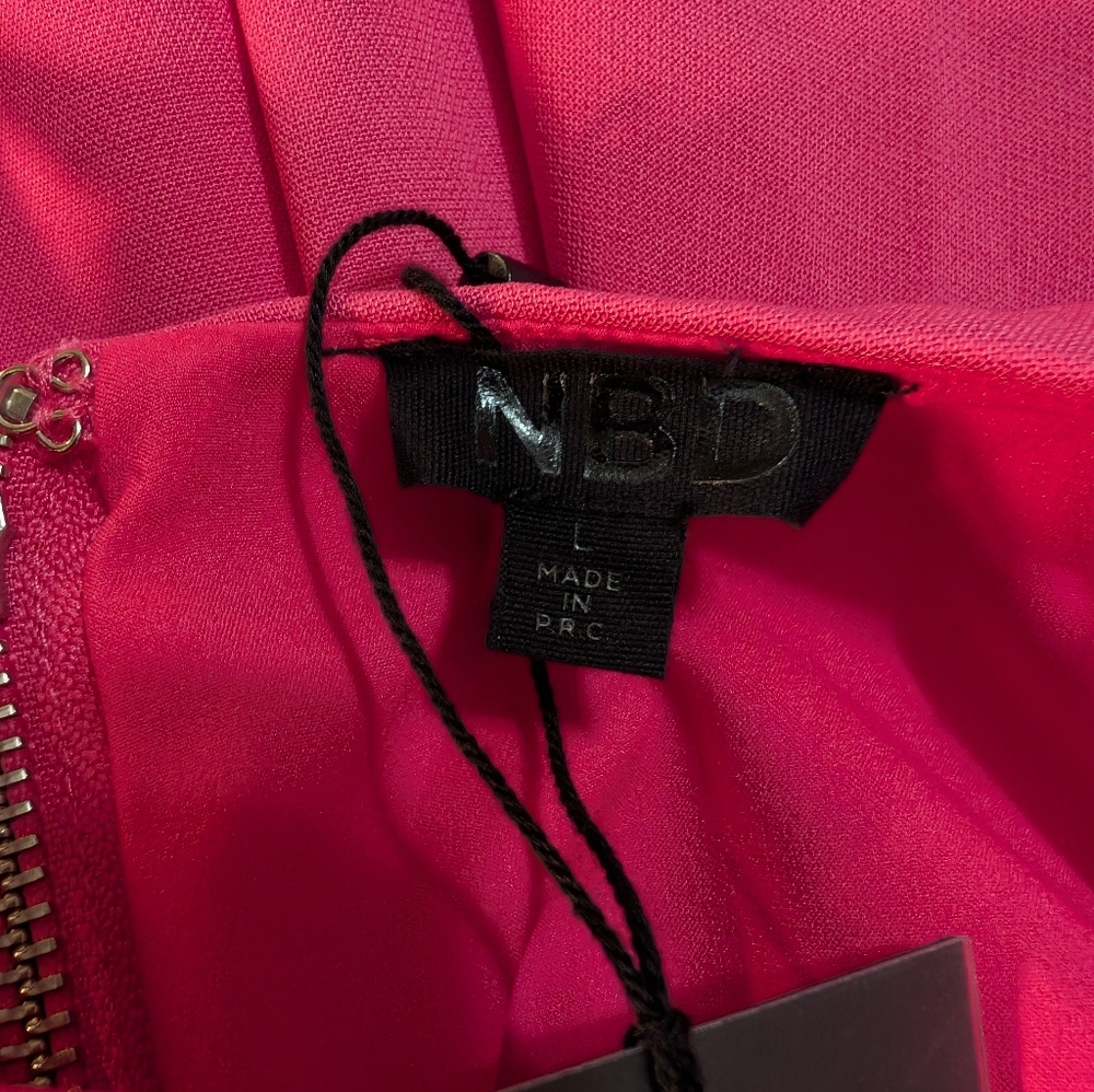 NWT NBD Now And Forever Bright Bubblegum Pink Mini Dress Size L - Picture 7 of 8